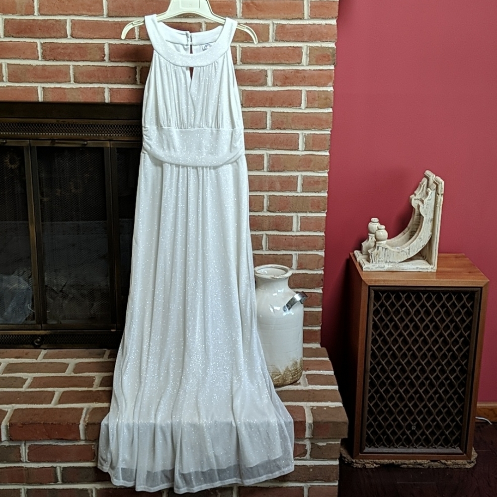 Sweet Storm White Sparkle Keyhole Gown